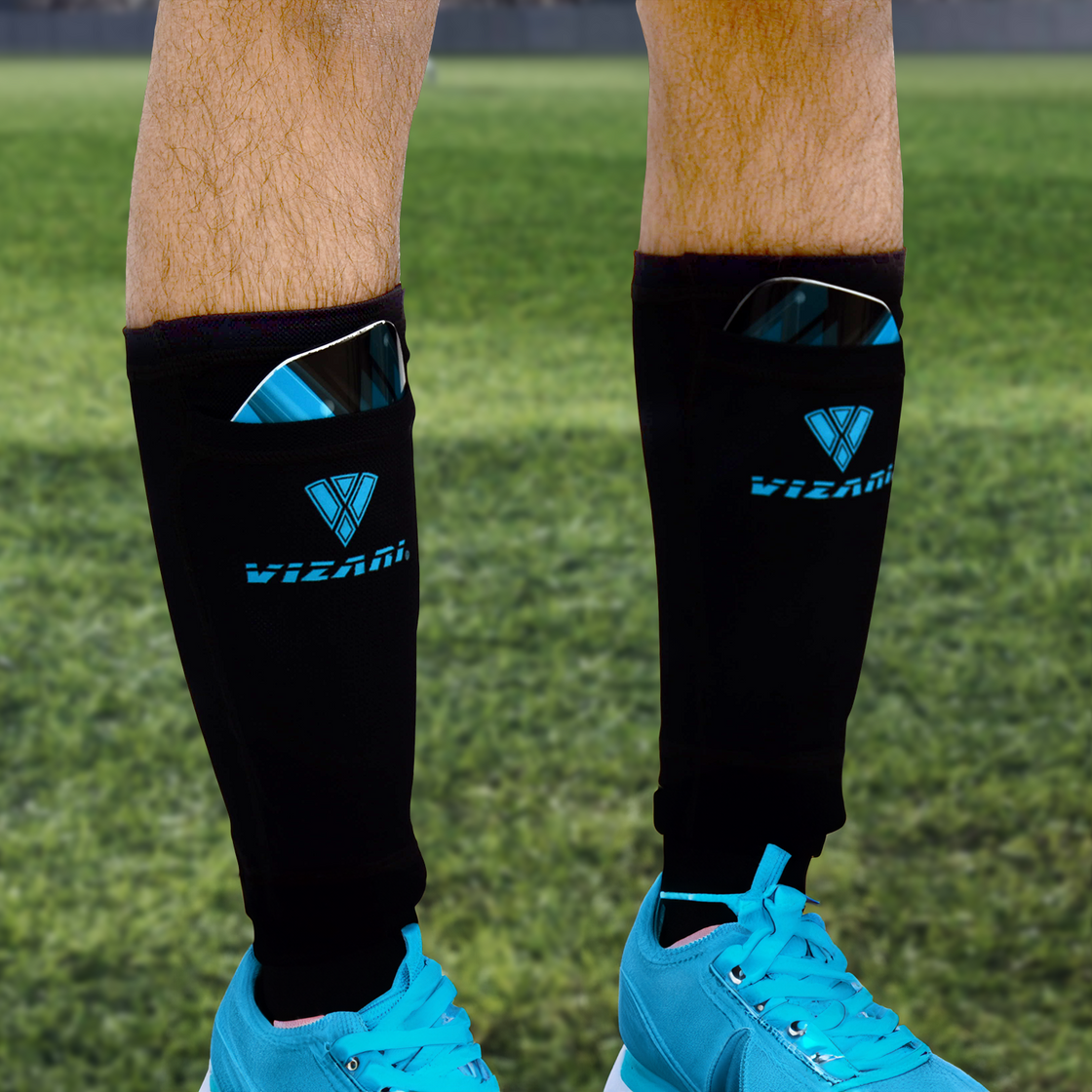 Salinas Soccer Shin Guard with Pocketed Sleeve-Sky/Black - Vizari Sports