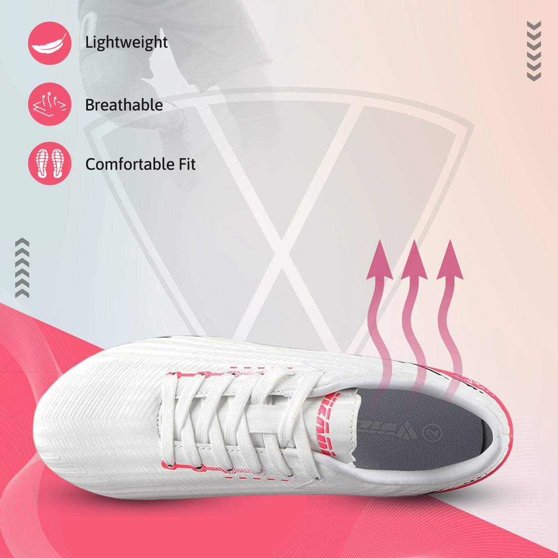 Tesoro Junior Firm Ground Soccer Cleats - White/Pink - Vizari Sports