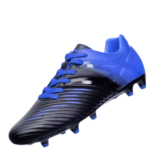 Vizari Liga kids firm ground soccer cleat in black and blue, youth sizes 8C-6Y