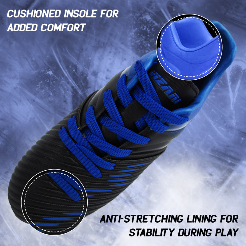 Vizari Liga youth soccer cleat outsole showing 11 molded TPU firm ground studs (metal-free, youth-league safe)