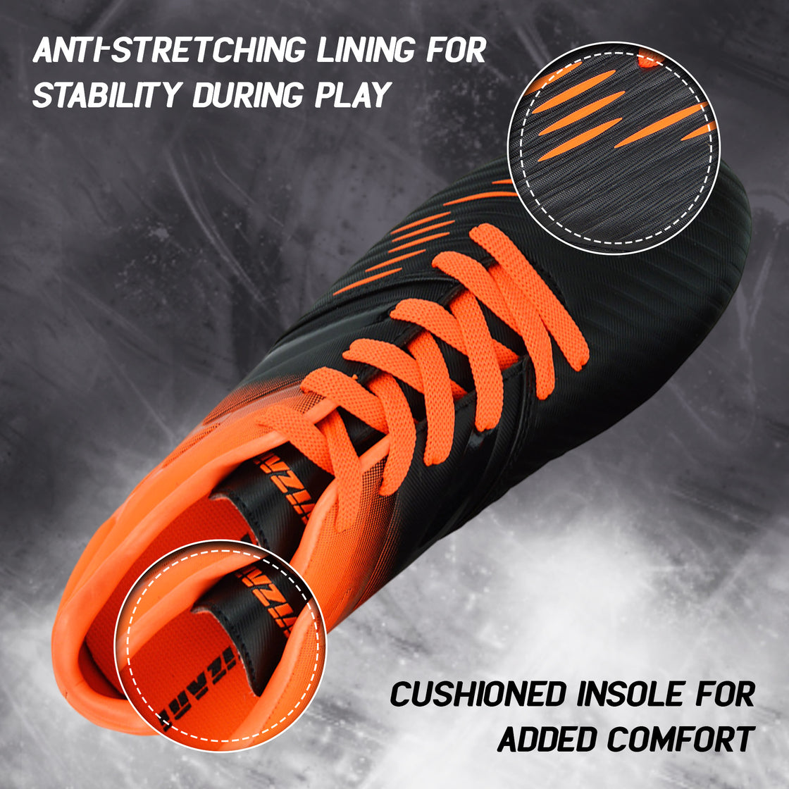 Liga Firm Ground Soccer Shoes -Black/Orange - Vizari Sports