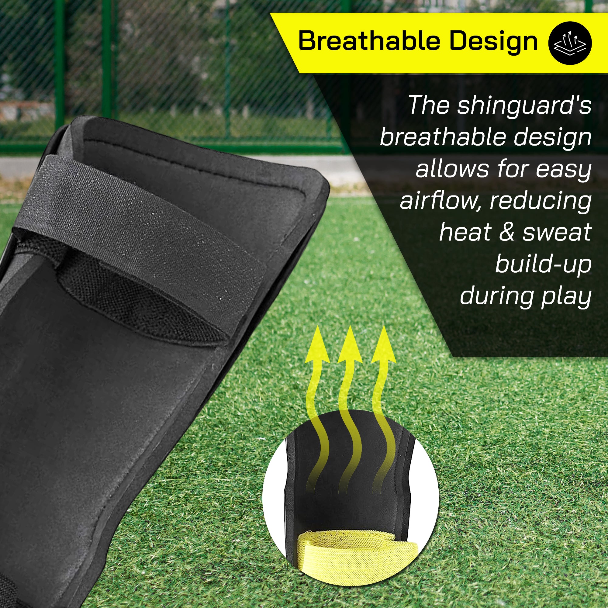 Malaga Soccer Shin Guard with Adjustable Straps-Black/Yellow