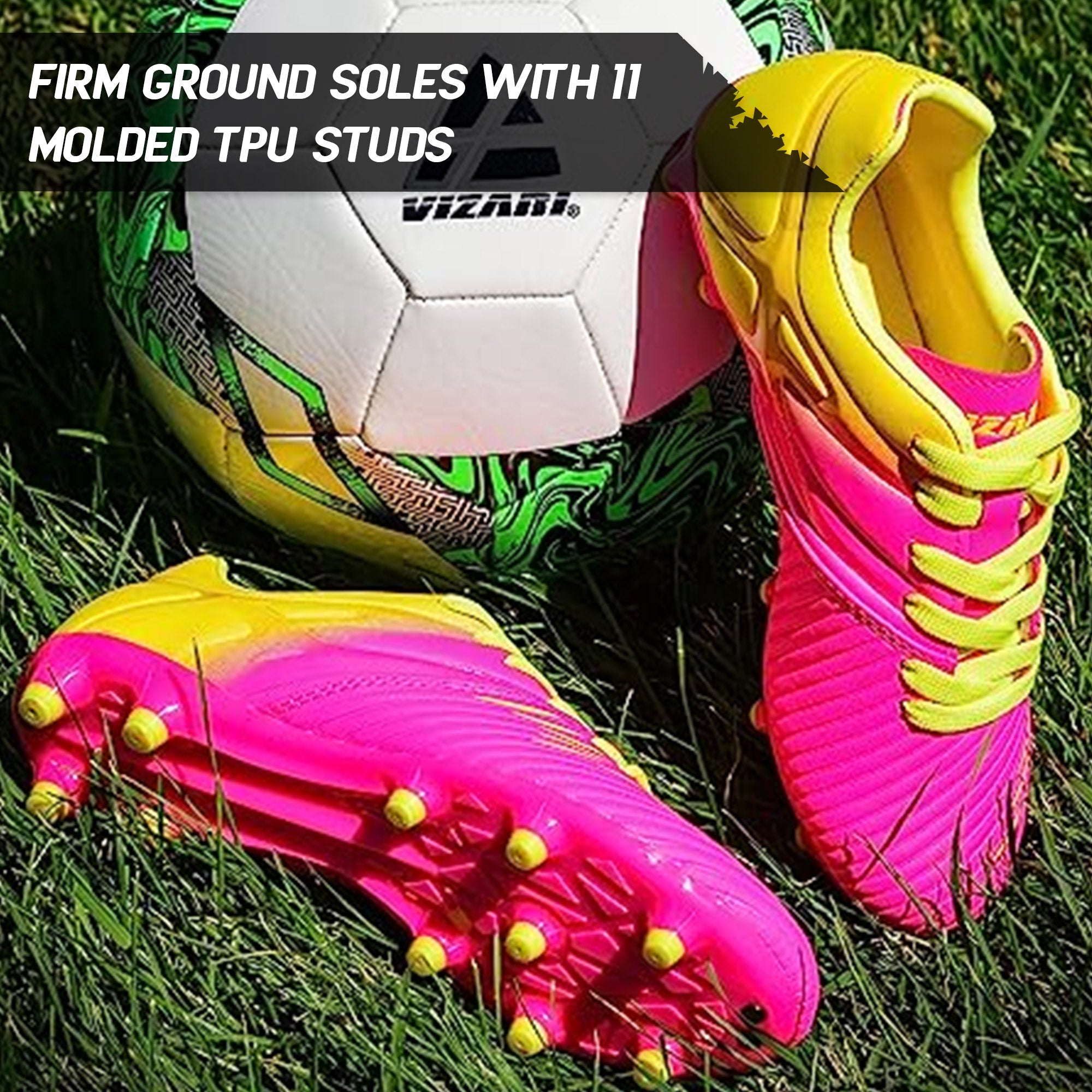 Liga Firm Ground Soccer Shoes - Pink/Yellow