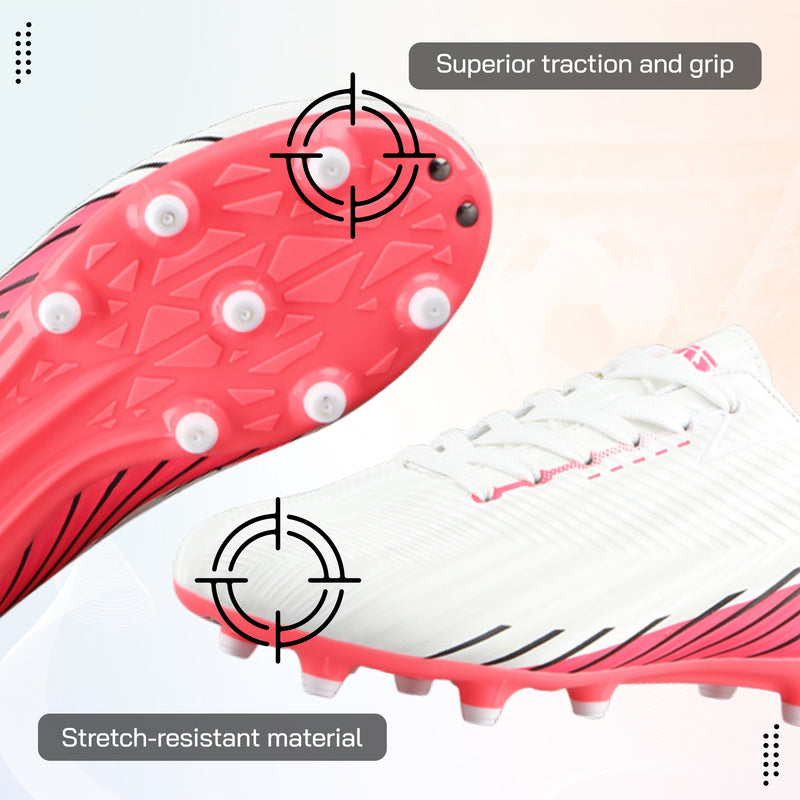 Tesoro Junior Firm Ground Soccer Cleats - White/Pink - Vizari Sports