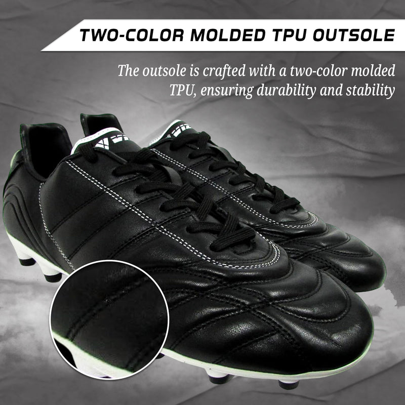 Vizari Classico Junior Firm Ground Soccer Shoes – Black/White
