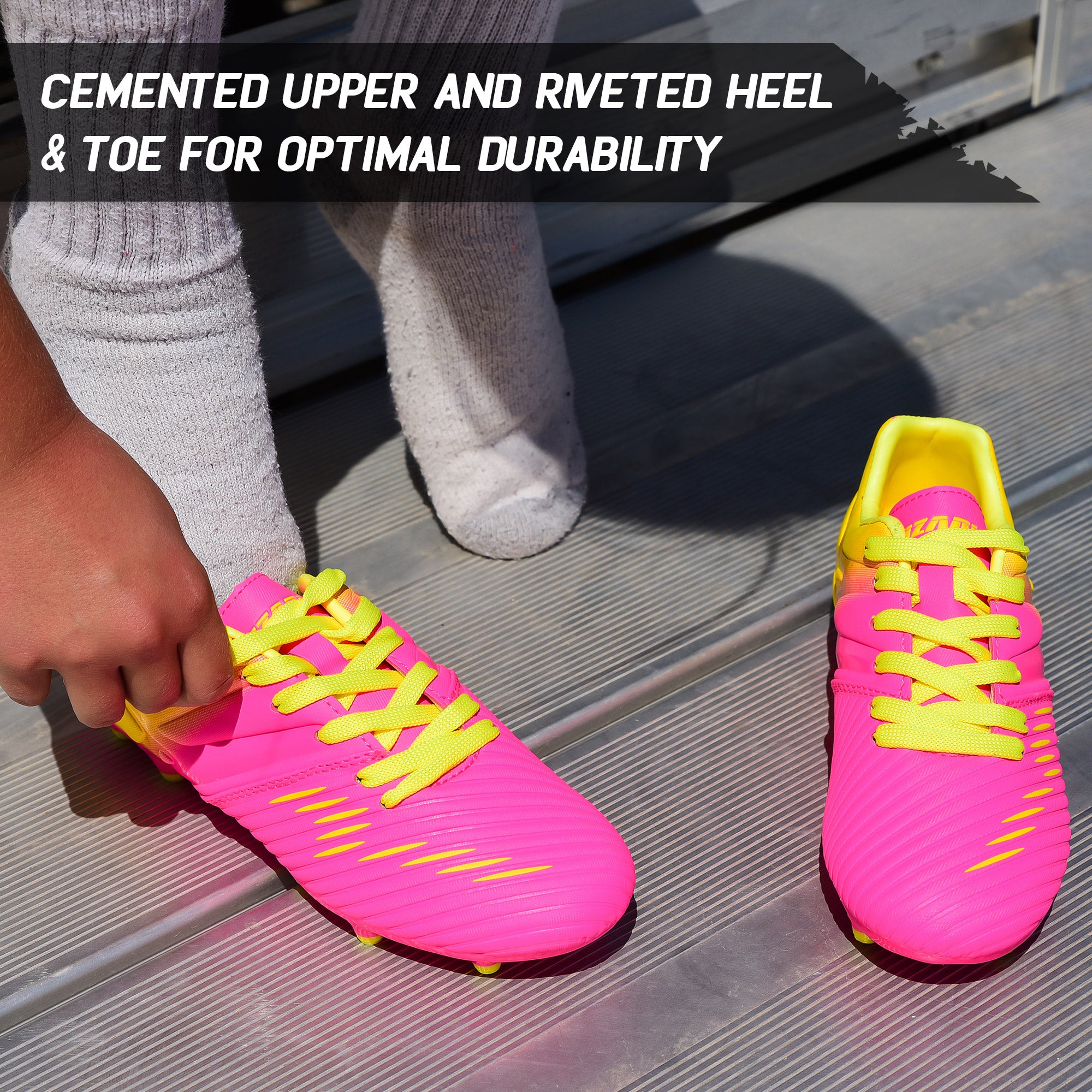 Liga Firm Ground Soccer Shoes - Pink/Yellow