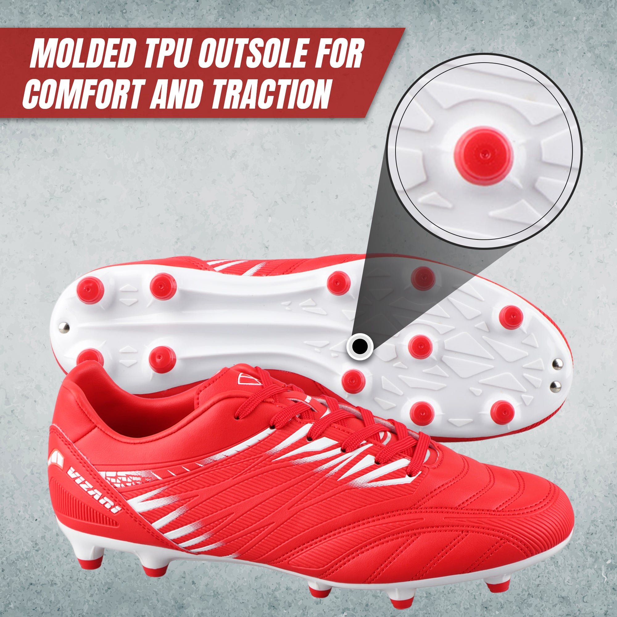 Valencia Firm Ground Soccer Cleats - Red/White