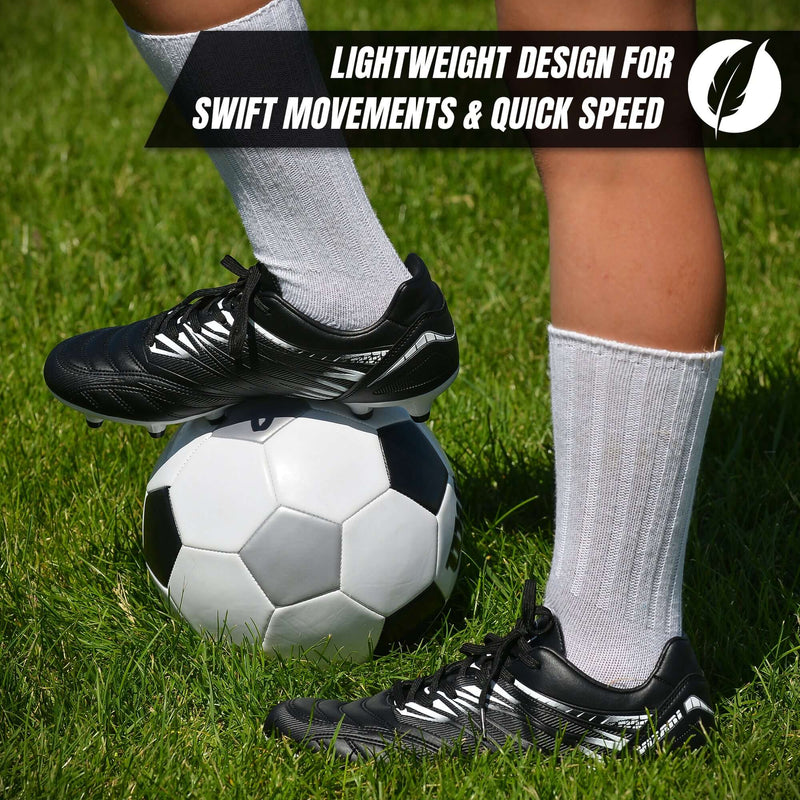 Valencia Firm Ground Soccer Cleats - Black/White - Vizari Sports