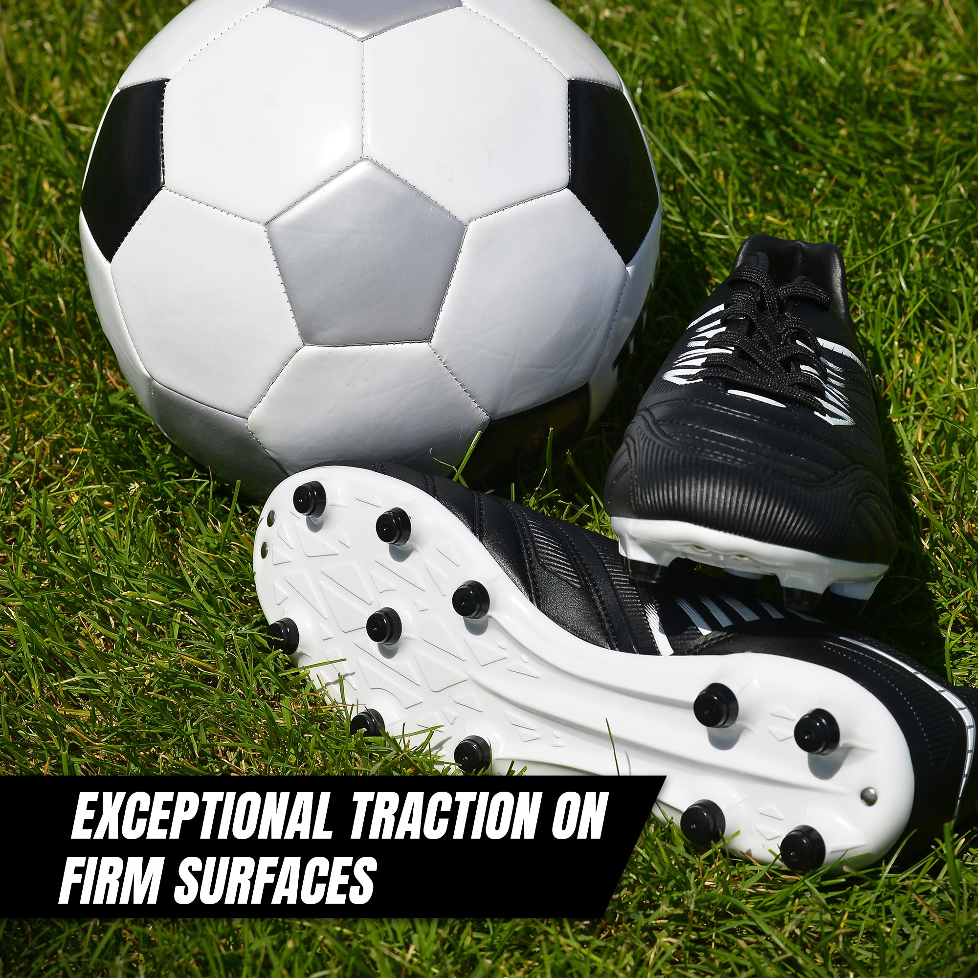 Valencia Firm Ground Soccer Cleats - Black/White