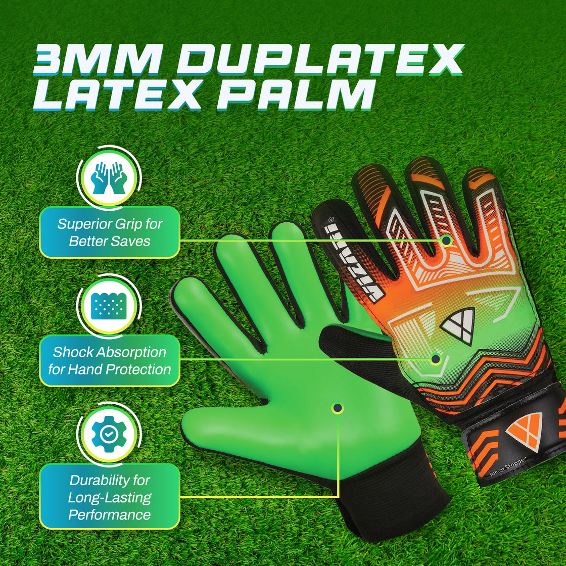 Junior Stopper Goalkeeping Glove - Orange/Green - Vizari Sports