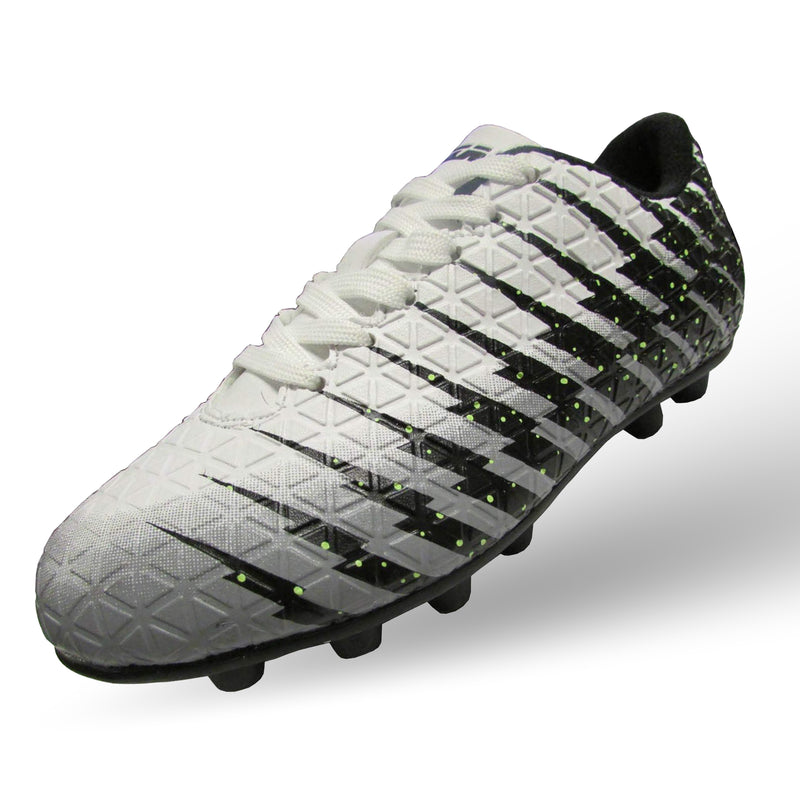 Bolt Firm Ground Soccer Shoes -White/Black/Silver - Vizari Sports