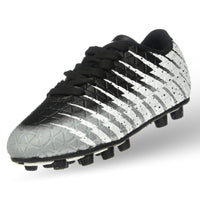 Kids Firm Ground Soccer Cleats – Black/White/Silver