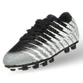 Kids Firm Ground Soccer Cleats – Black/White/Silver