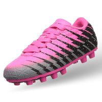 Bolt Kids Firm Ground Soccer Cleats – Pink/Black/Silver