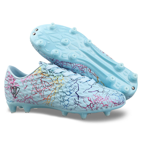 Vizari Zodiac JR kids firm ground soccer cleat in sky blue, side profile, youth sizes 8C-6Y