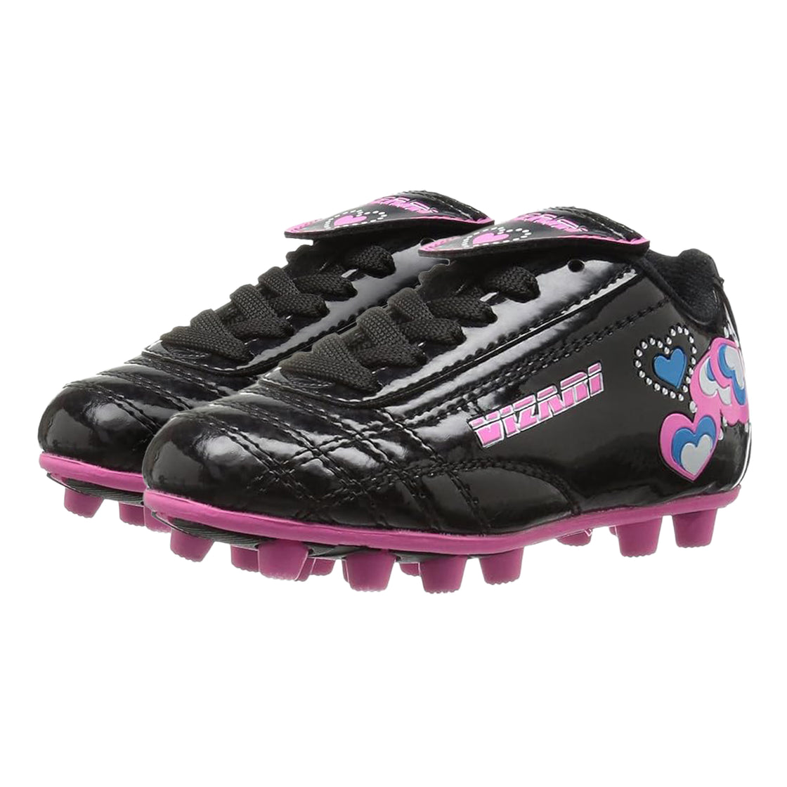 Shiny Retro Hearts Firm Ground Soccer Shoes -Black/Pink - Vizari Sports