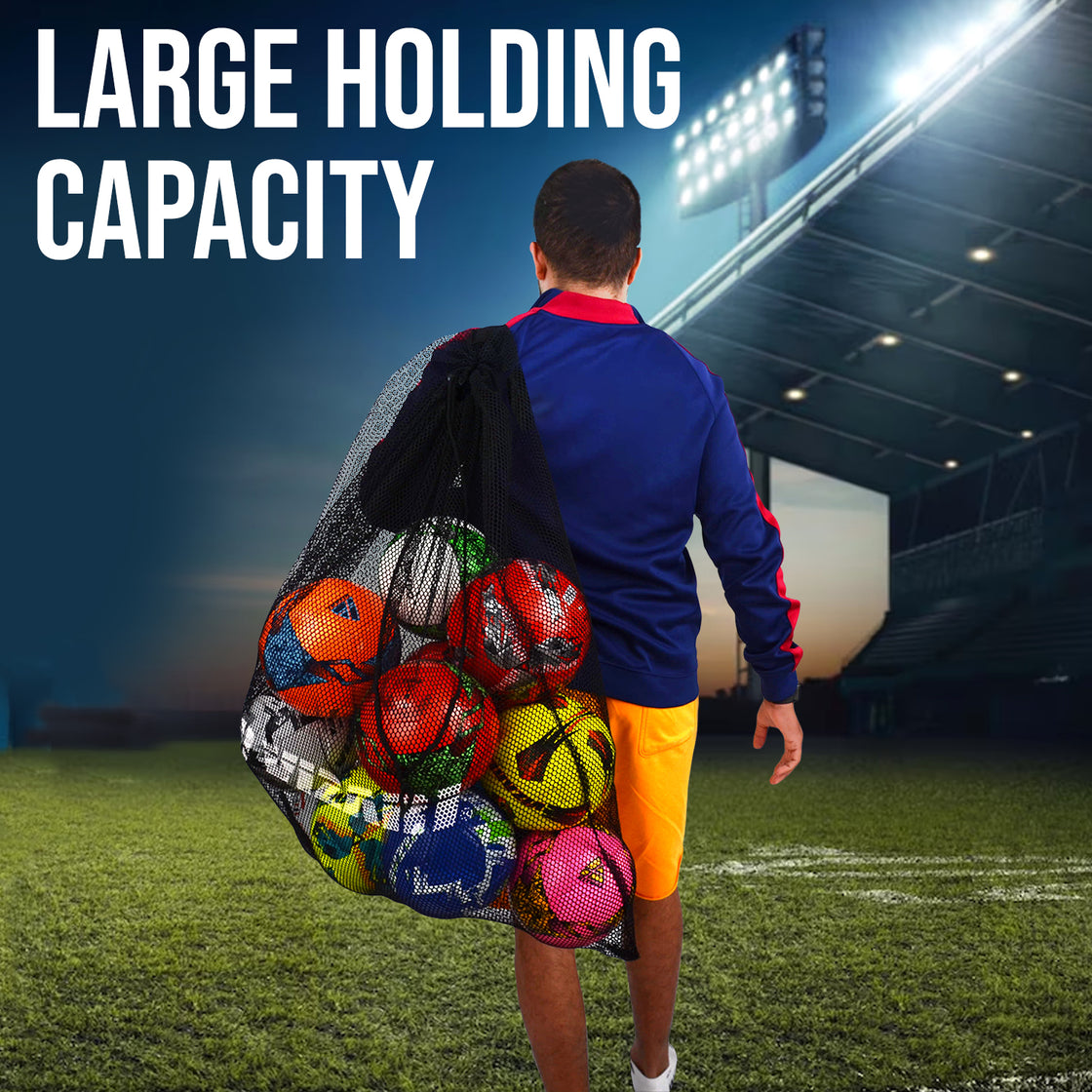 Heavy Duty Net Mesh Ball Bag - Black - Vizari Sports