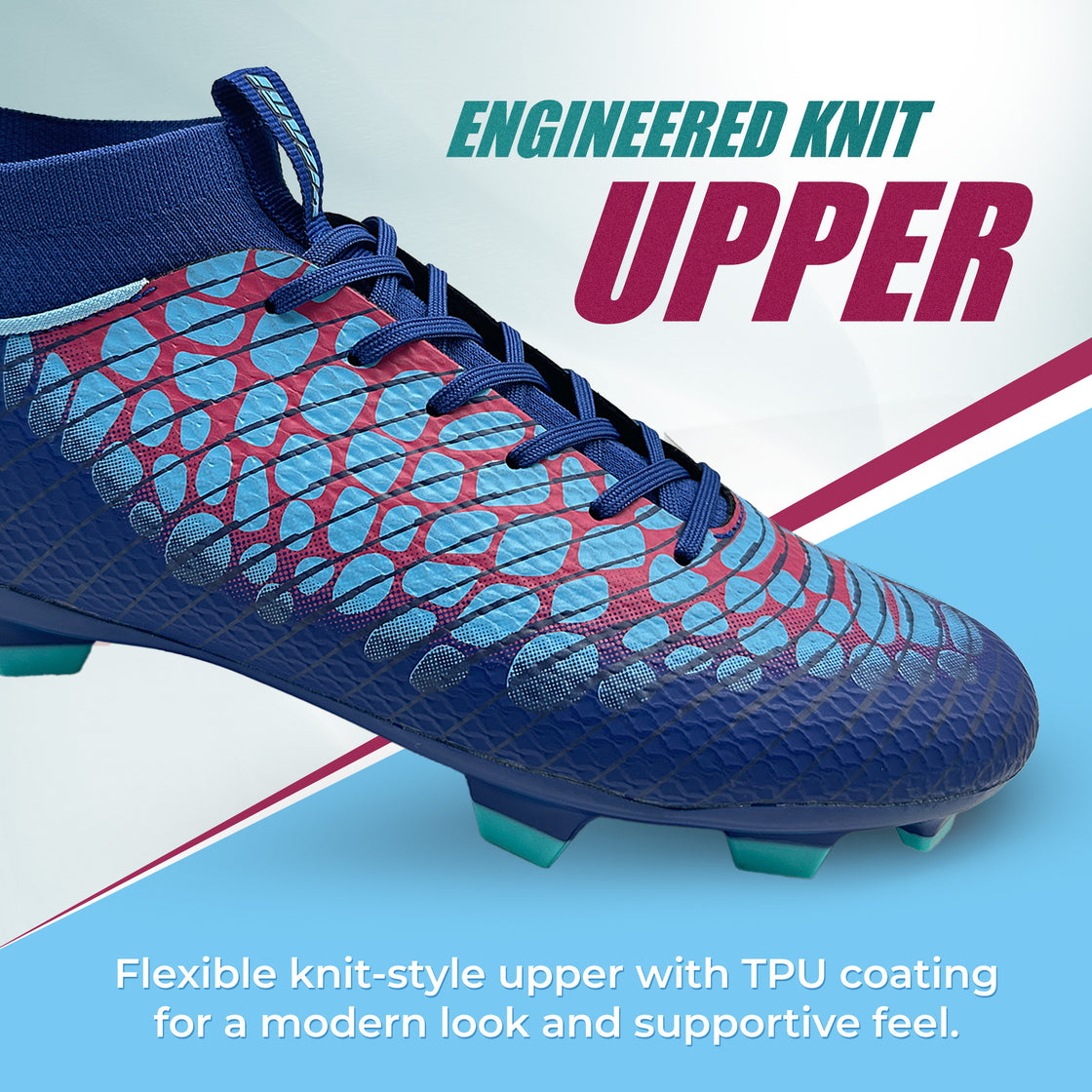Flynox Adult Firm Ground Soccer Cleats - Royal