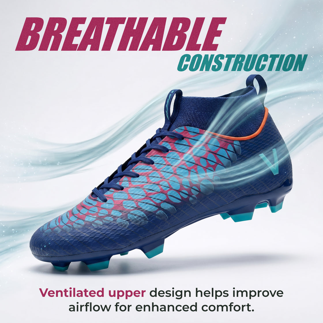 Flynox Adult Firm Ground Soccer Cleats - Royal