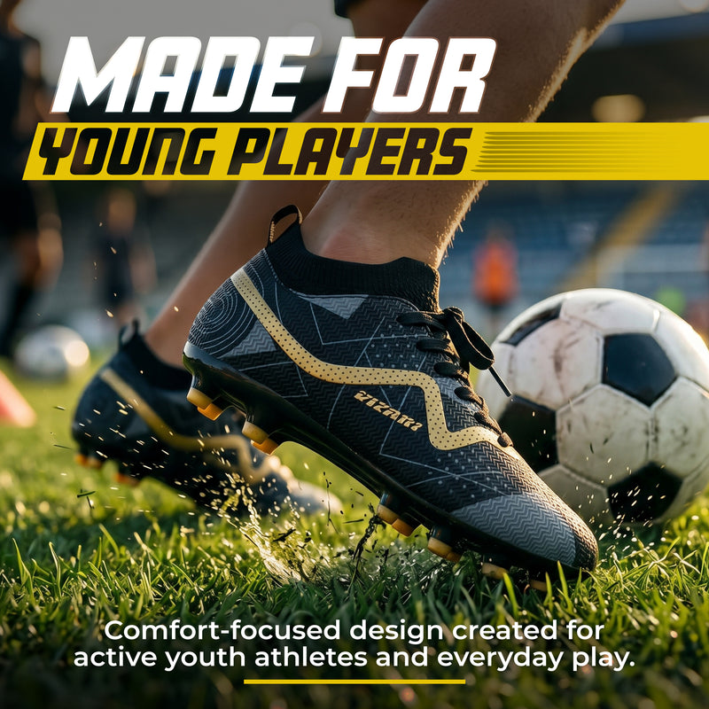 Aureo Junior Firm Ground Soccer Cleats - Black