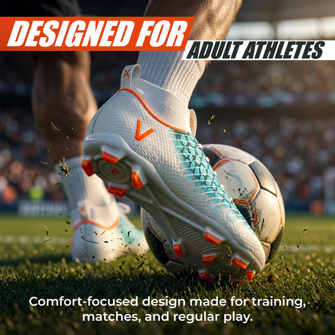 Flynox Adult Firm Ground Soccer Cleats - White
