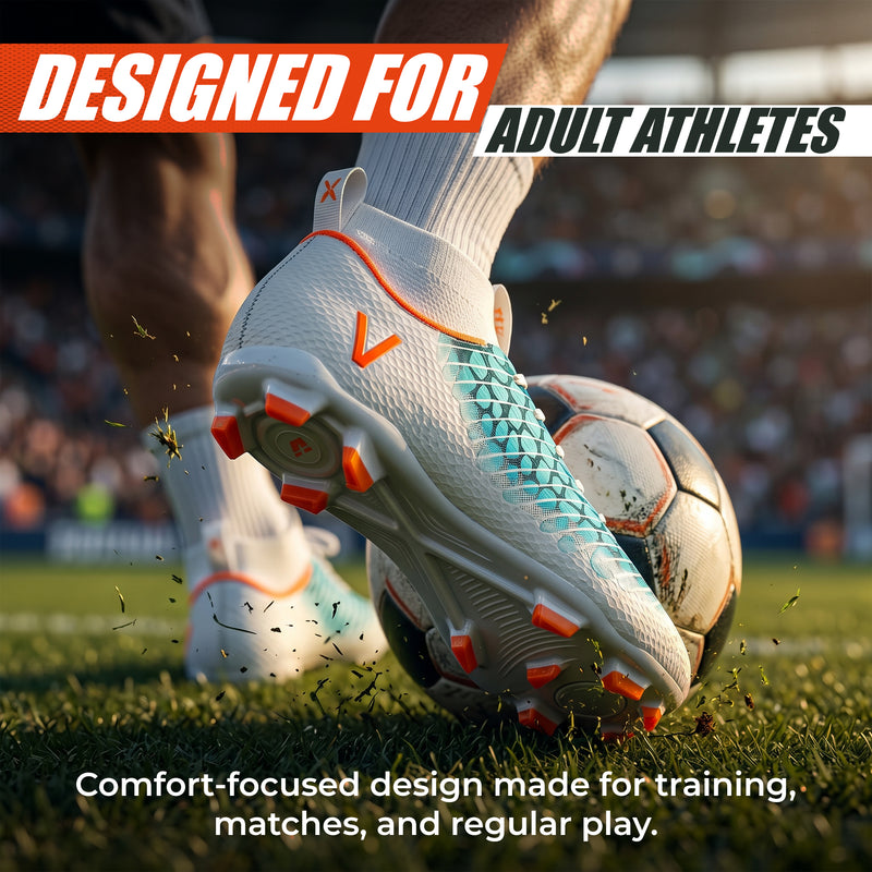 Flynox Adult Firm Ground Soccer Cleats - White