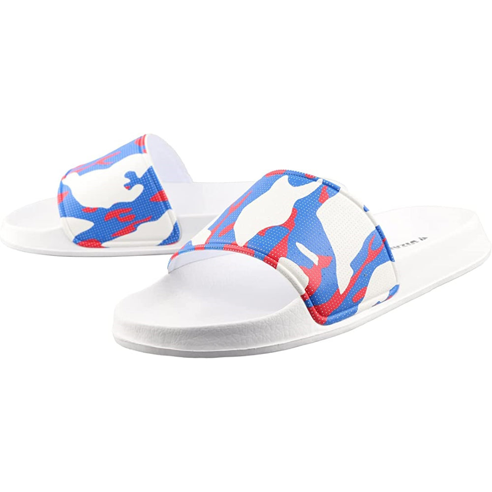 Adult Camo Soccer Slide Sandals-White
