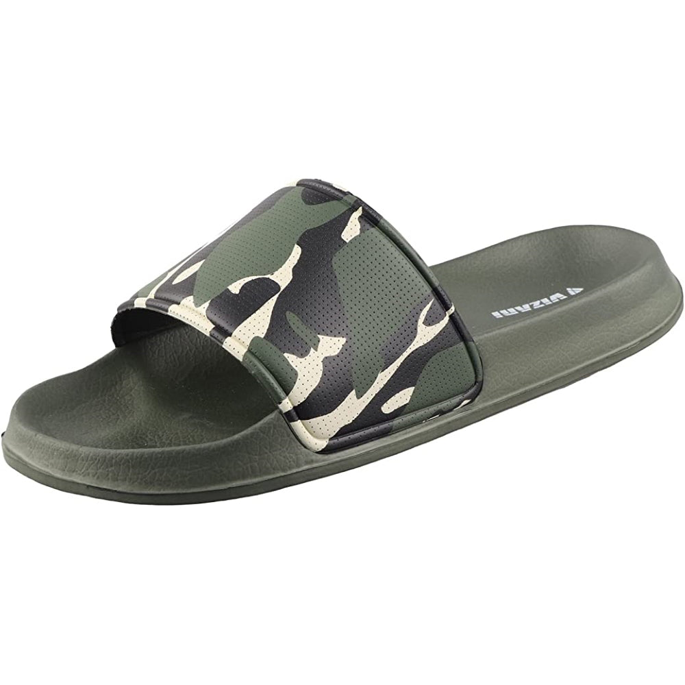 Youth Camo Soccer Slide Sandals - Green Khaki