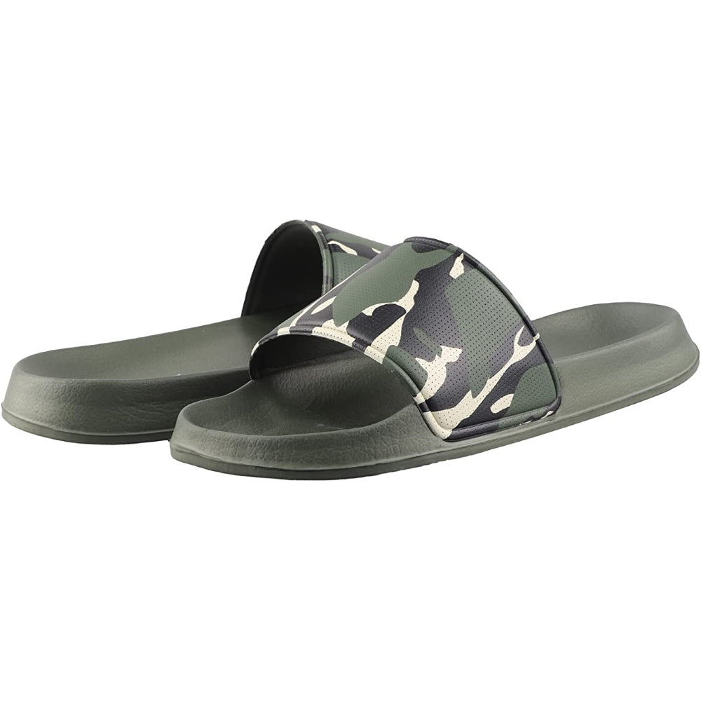 Youth Camo Soccer Slide Sandals - Green Khaki