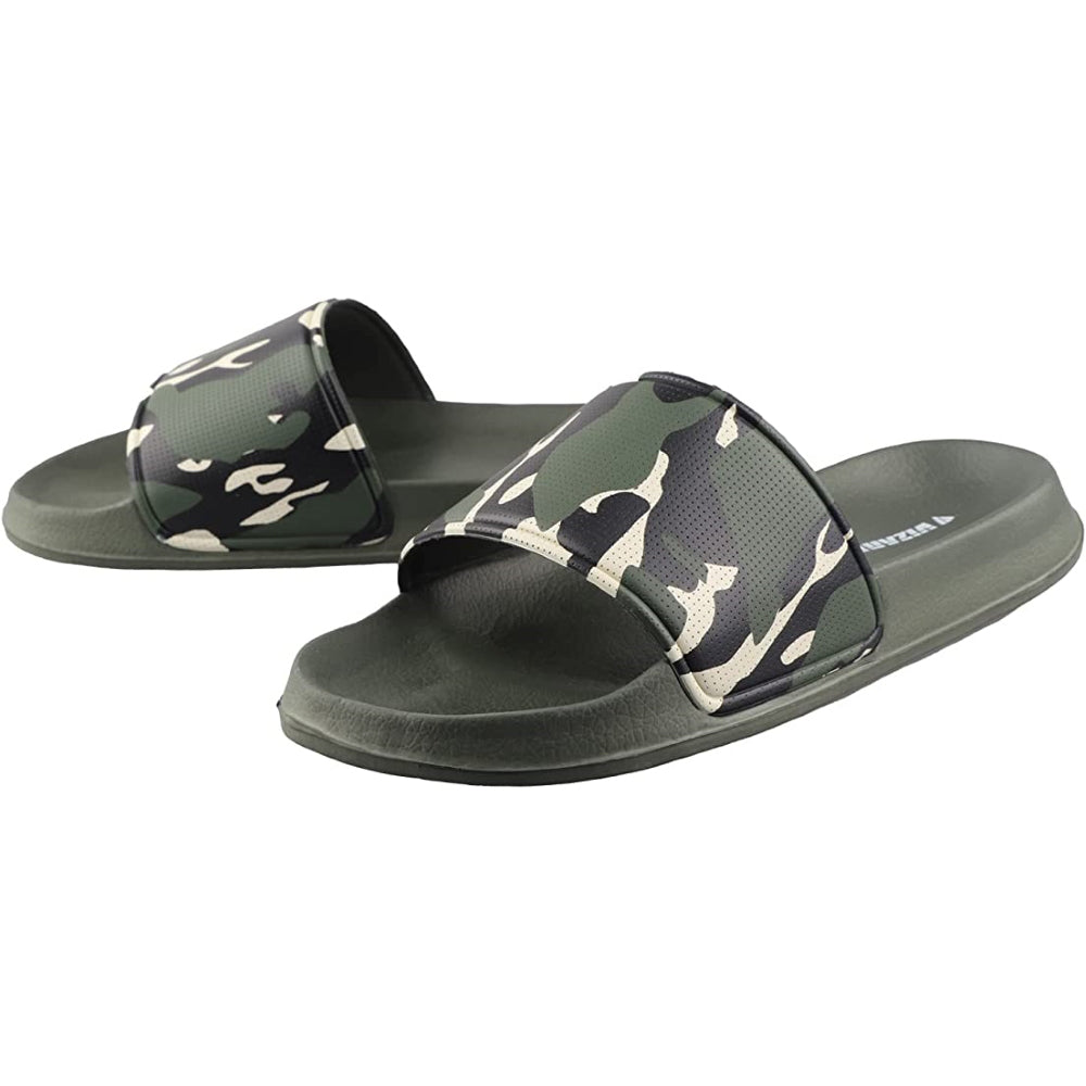 Youth Camo Soccer Slide Sandals - Green Khaki