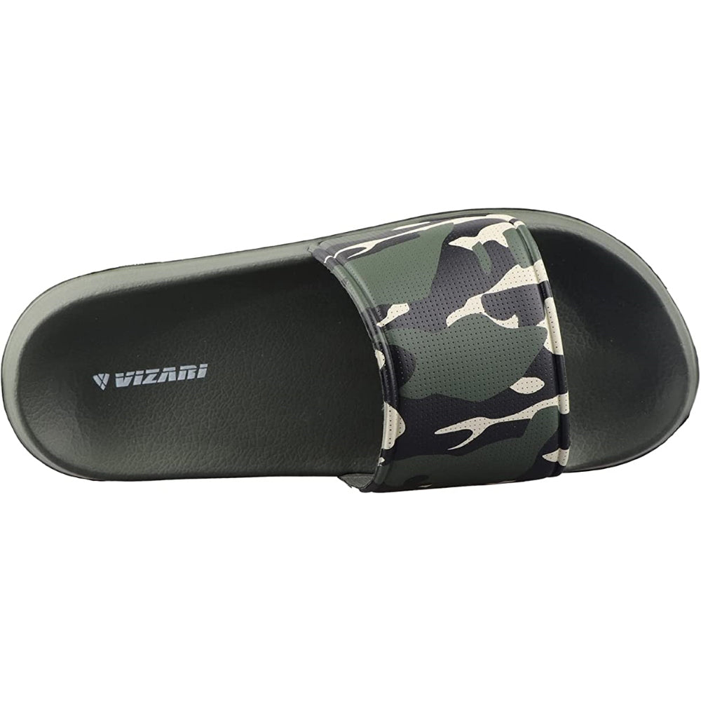 Youth Camo Soccer Slide Sandals - Green Khaki