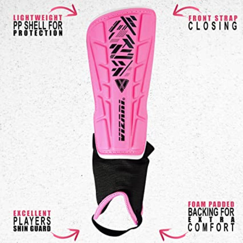 Malaga Soccer Shin Guard with Adjustable Straps-Pink - Vizari Sports
