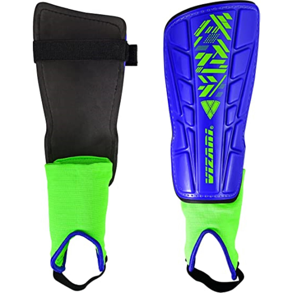 Malaga Soccer Shin Guard with Adjustable Straps-Blue/Green - Vizari Sports