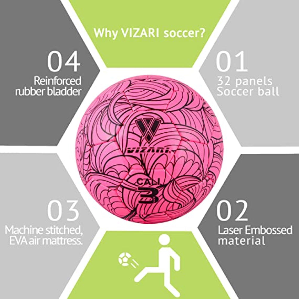 Cali Soccer Ball-Pink/Black - Vizari Sports