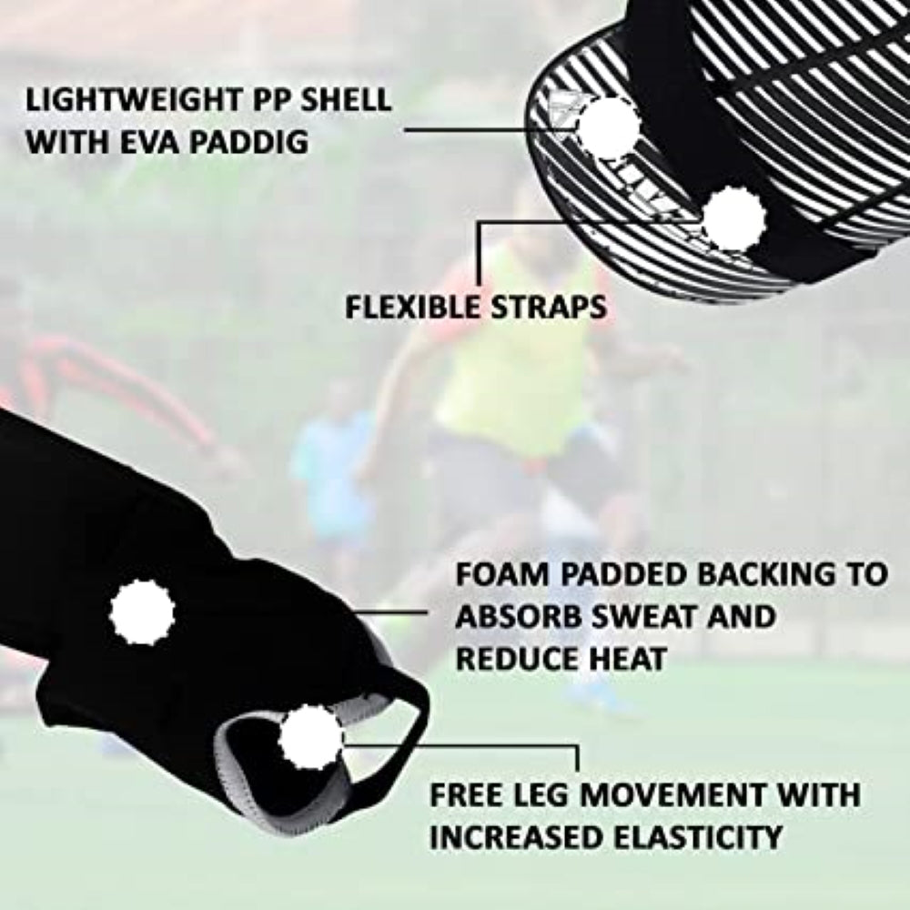 Matera Soccer Shin Guard with Ankle Protection-Black/White - Vizari Sports