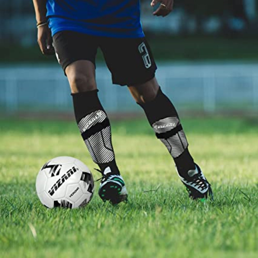 Matera Soccer Shin Guard with Ankle Protection-Black/White