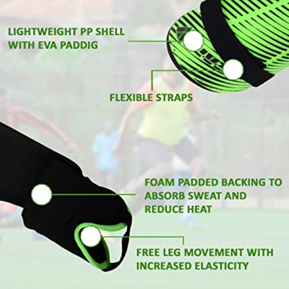 Matera Soccer Shin Guard with Ankle Protection-Green/Black