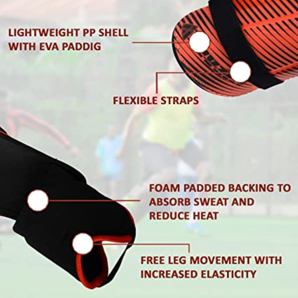 Matera Soccer Shin Guard with Ankle Protection-Red/Black