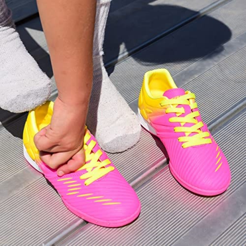 Liga Indoor Soccer Shoes - Pink/Yellow