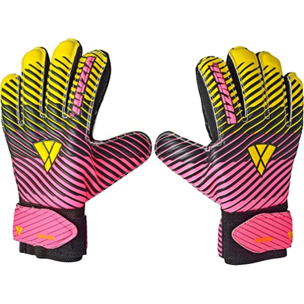 Saturn F.P. Goalkeeper Gloves w/ Finger Support-Pink/Yellow - Vizari Sports