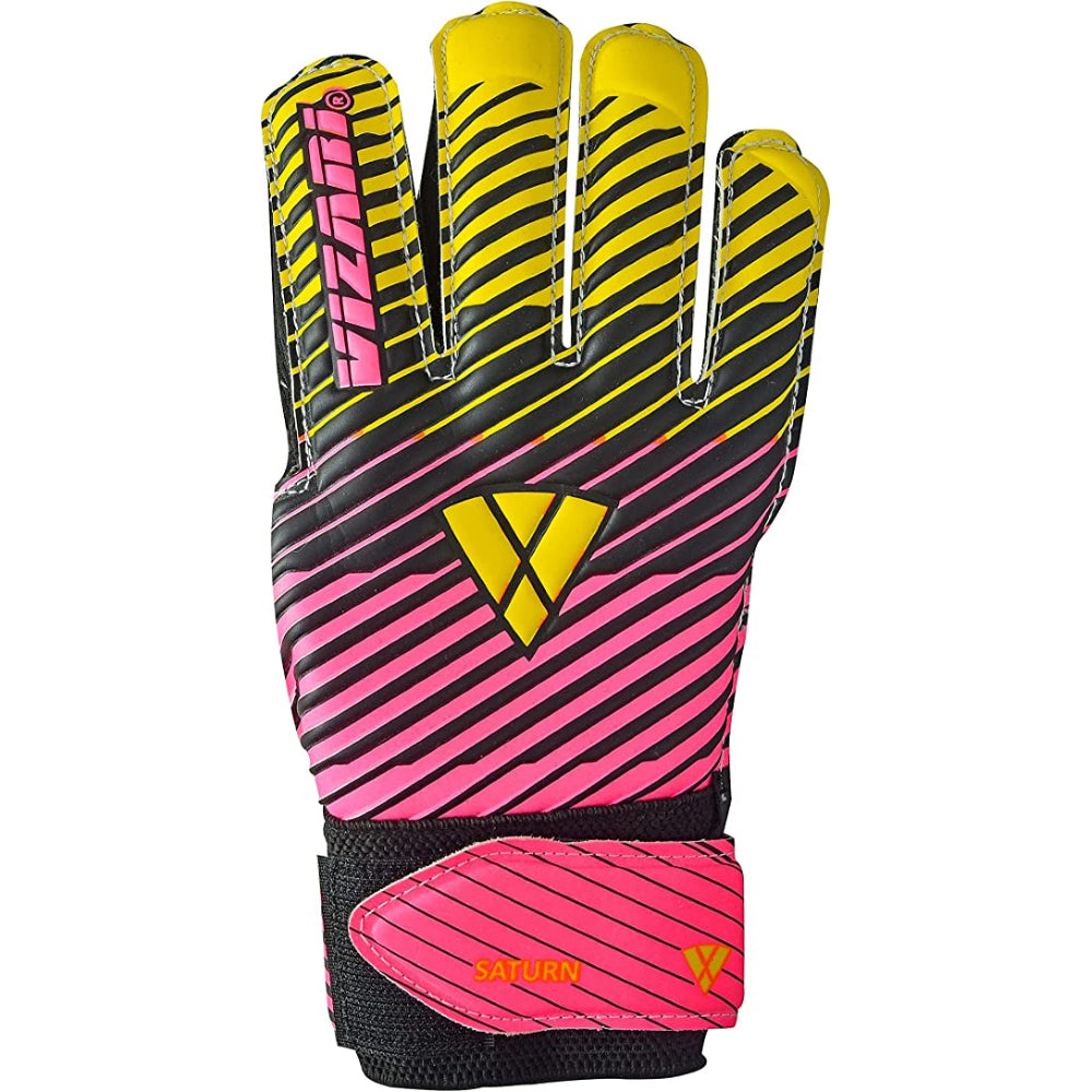 Saturn F.P. Goalkeeper Gloves w/ Finger Support-Pink/Yellow - Vizari Sports
