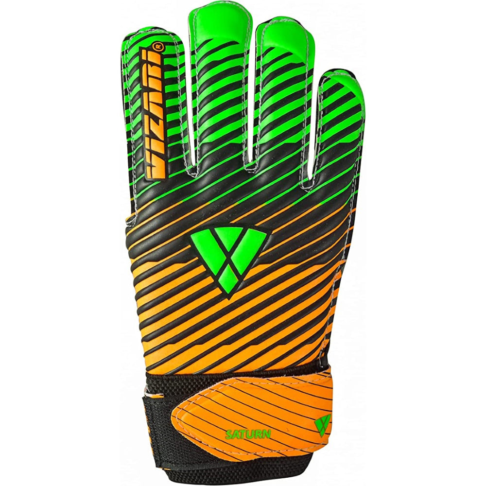 Saturn F.P. Goalkeeper Gloves w/ Finger Support-Green/Orange - Vizari Sports