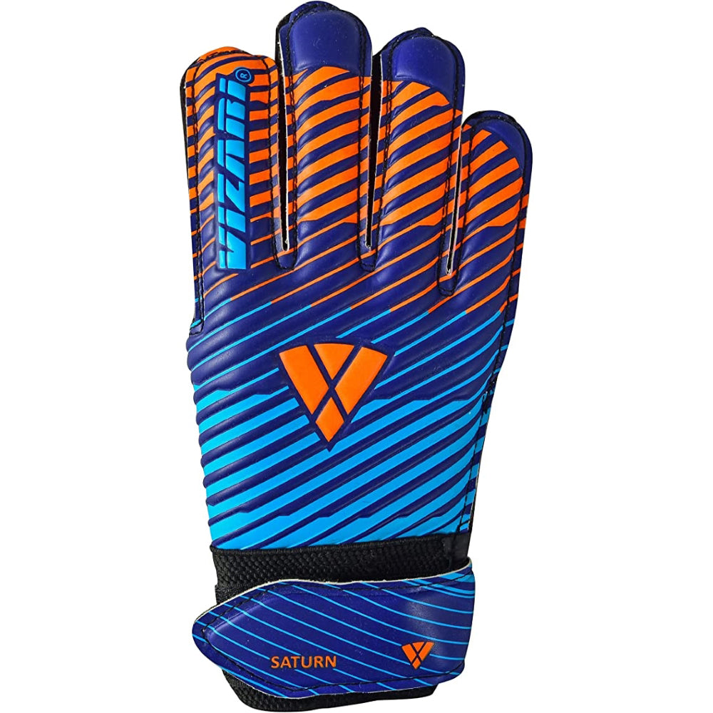 Saturn F.P. Goalkeeper Gloves w/ Finger Support-Blue/Orange - Vizari Sports