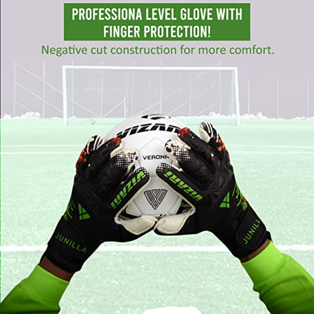 Junilla Goalkeeper Gloves with Finger Protection - Black/White