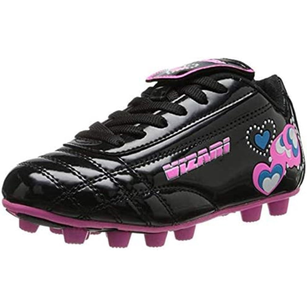 Shiny Retro Hearts Firm Ground Soccer Shoes -Black/Pink