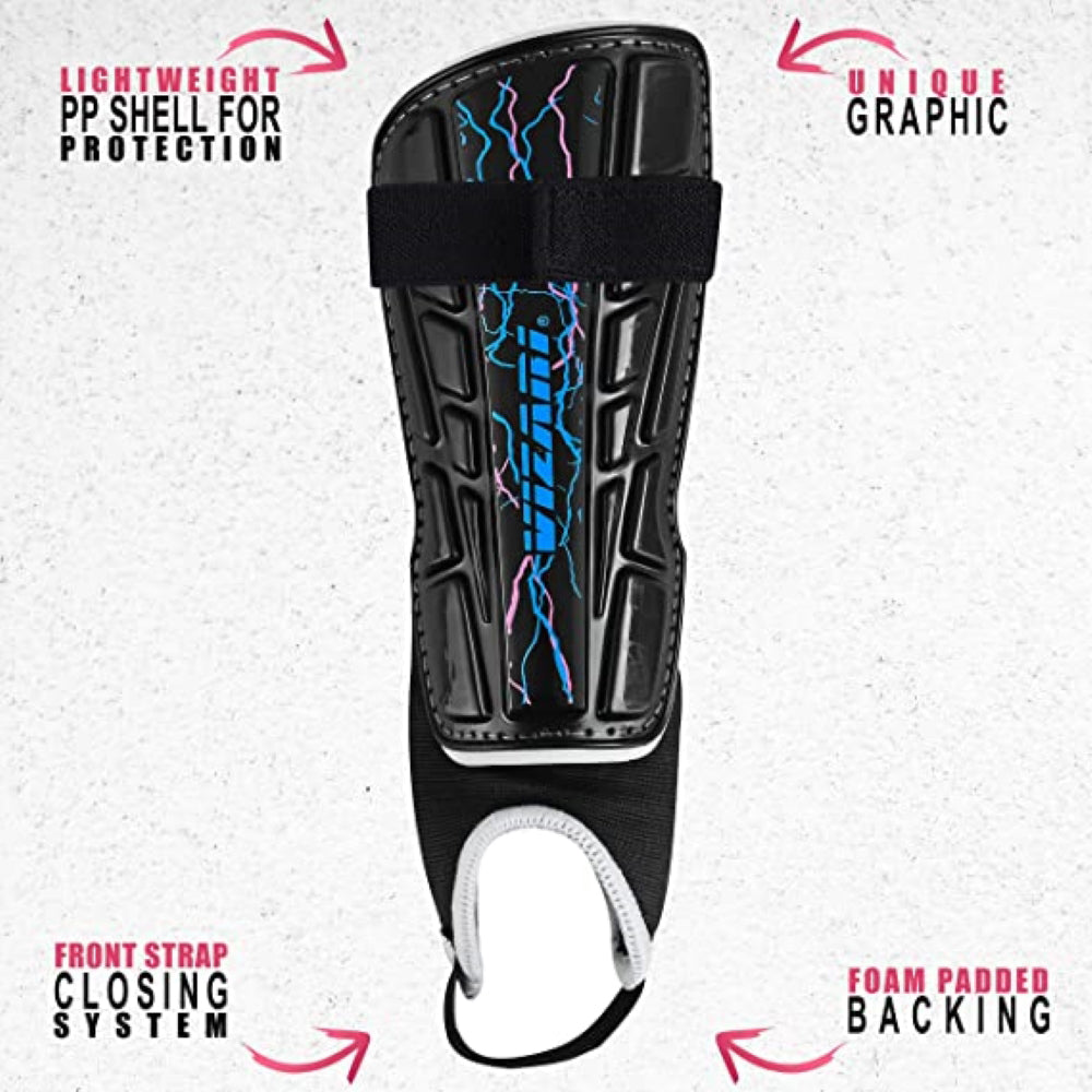 Zodiac Soccer Shin Guard with Detachable Ankle Protection-Black