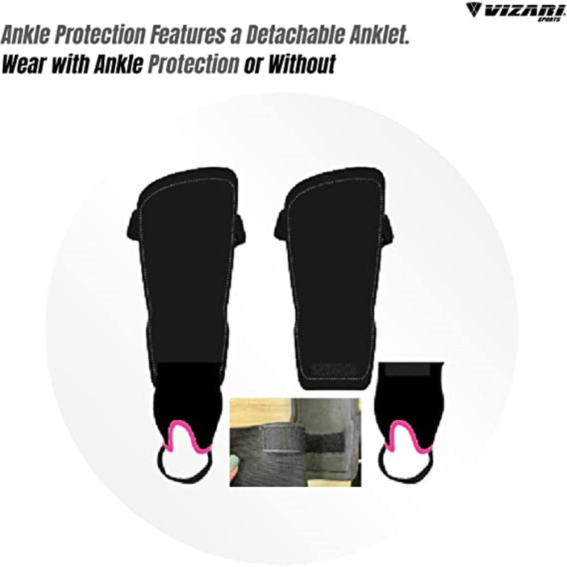 Zodiac Soccer Shin Guard with Detachable Ankle Protection-Black - Vizari Sports