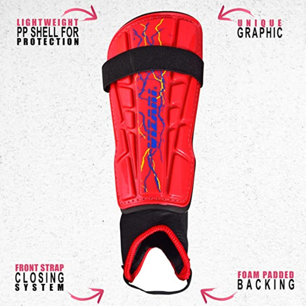 Zodiac Soccer Shin Guard with Detachable Ankle Protection-Red - Vizari Sports