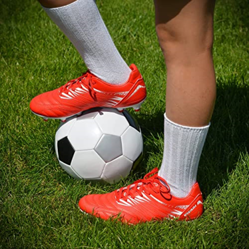 Valencia Firm Ground Soccer Cleats - Red/White