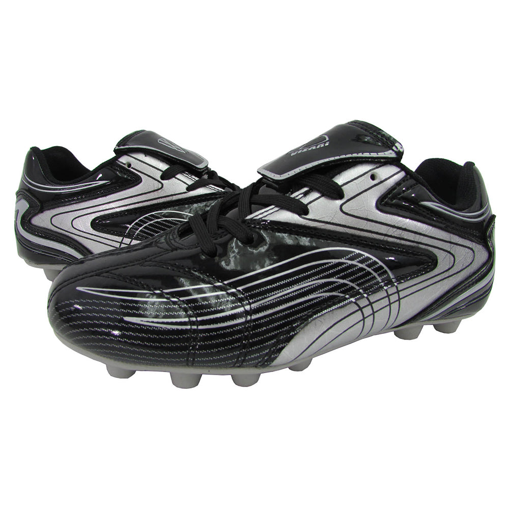 Striker Firm Ground Soccer Shoes -Black/Silver - Vizari Sports